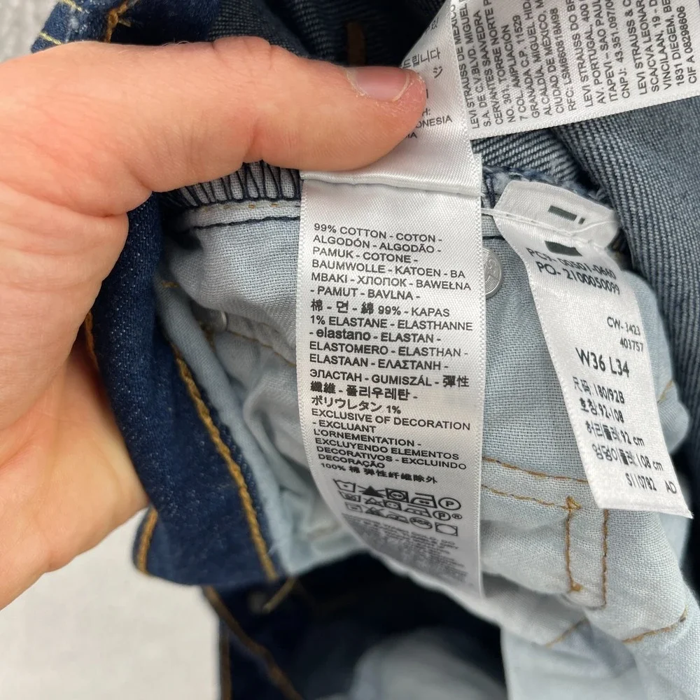 Levi's Jeans Men's 36x34 Blue 501 Original Straight Button Fly Dark Denim Grunge
